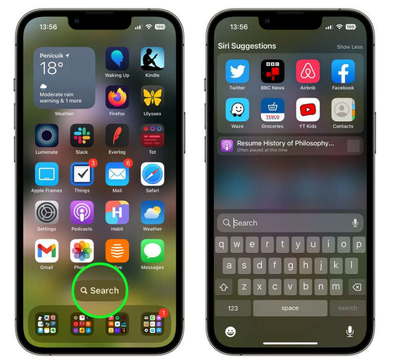 尼玛苹果手机维修分享升级到 iOS 16 后，如何删除主屏幕上的搜索按钮 